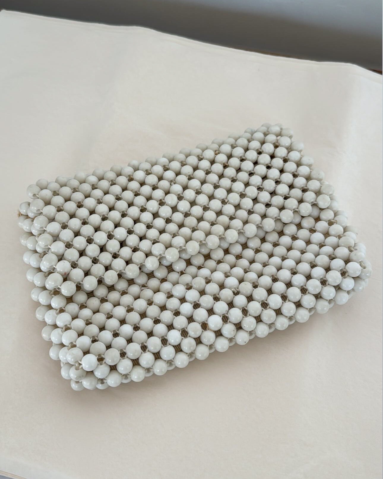 Mid-Century Wood Bead Clutch