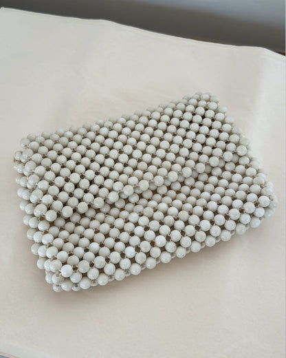 Mid-Century Wood Bead Clutch