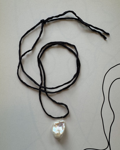 Pearl Pendant on Silk