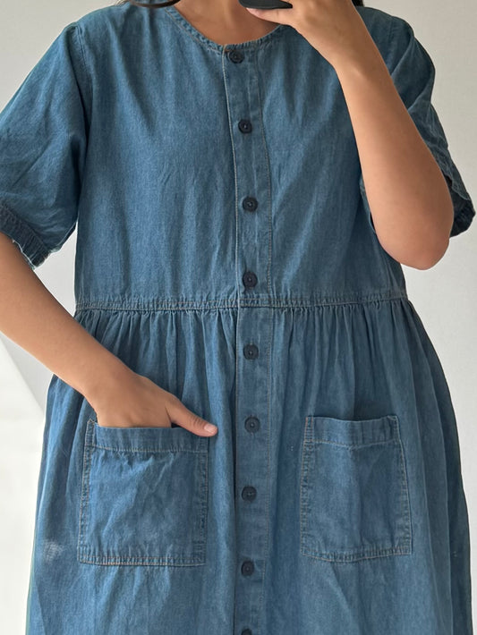 Vintage Denim Pocket Dress