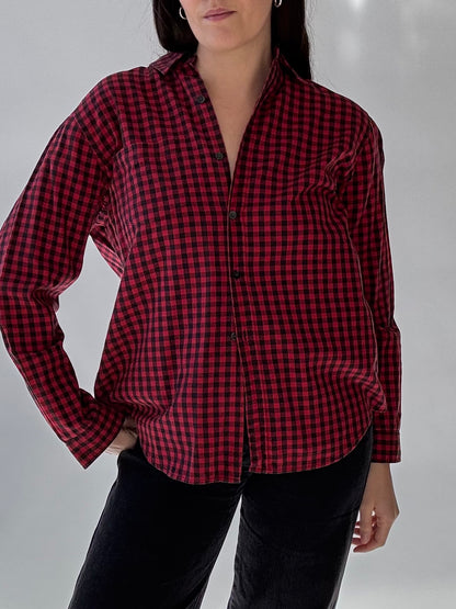 Vintage Plaid Cotton Button Up Shirt