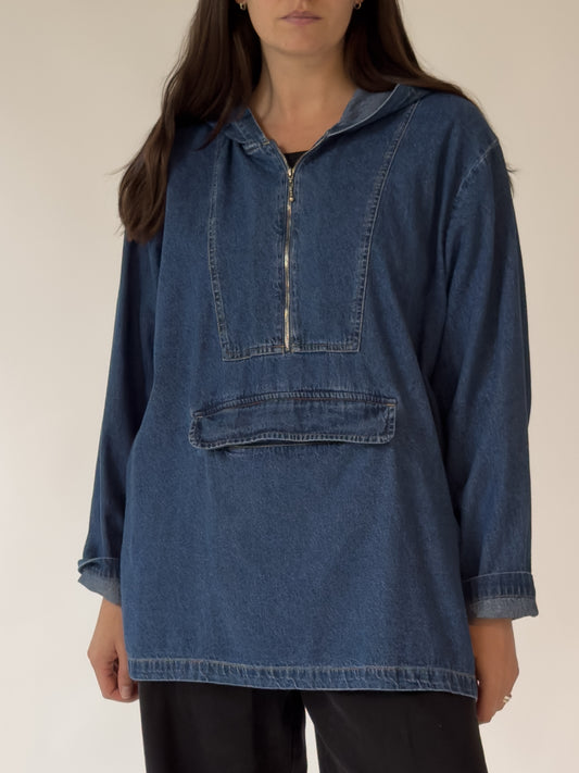 Vintage Denim Zip Popover